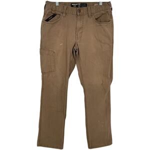 Men's Brown Ariat Rebar M4 Relaxed Straight Workwear Pants 30x32 act (30x30)